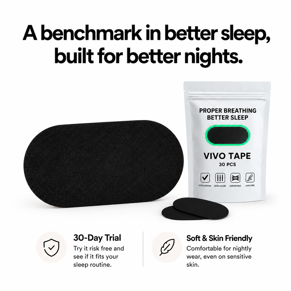 Key features of VivoSleep mouth tape for improved nasal breathing