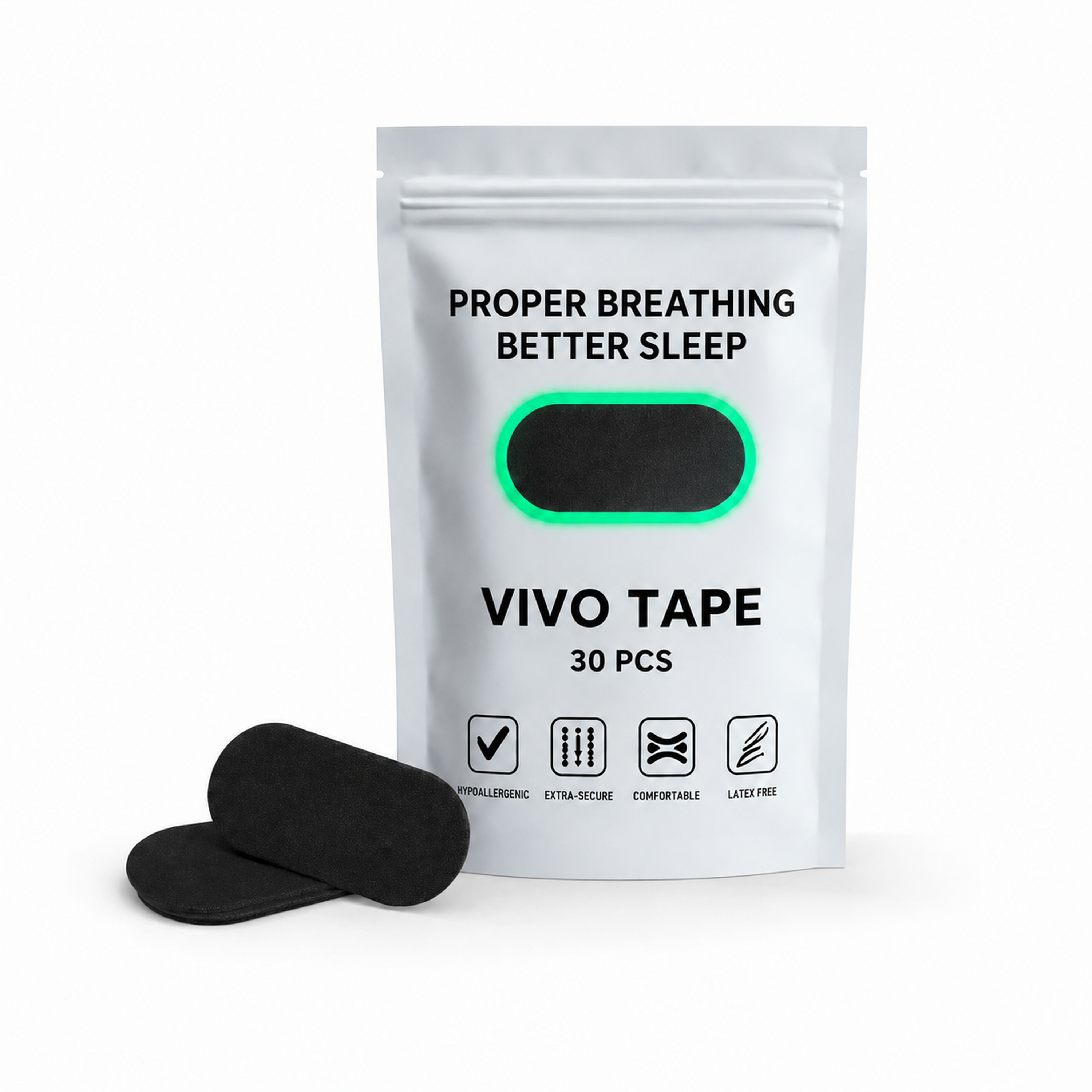 VivoSleep mouth tape pack containing 30 strips for sleep