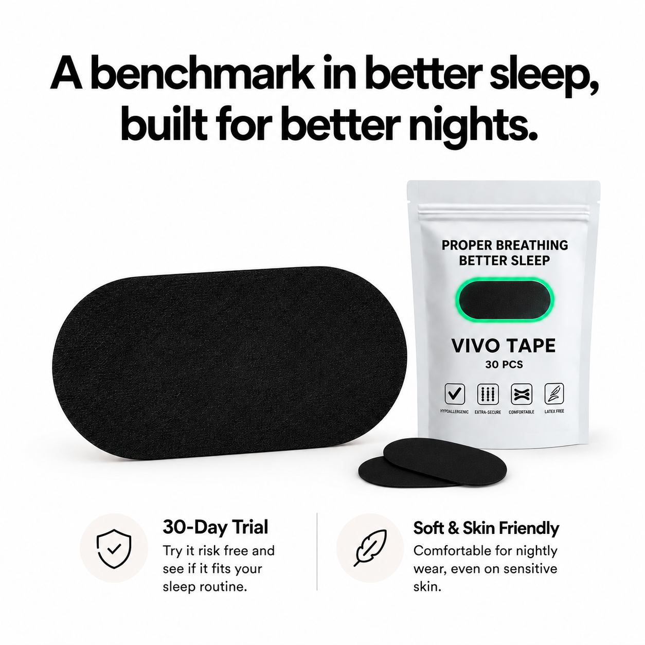 Key features of VivoSleep mouth tape for improved nasal breathing